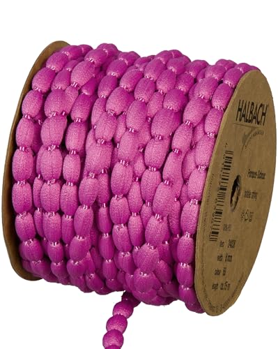 Halbach Seidenbänder Pompom Borte | Breite 8mm Länge 15m | Band mit Bommeln als Pompons-Girlande, Hochzeitsdeko, Gartenparty Deko | Farbe: pink von Halbach Seidenbänder