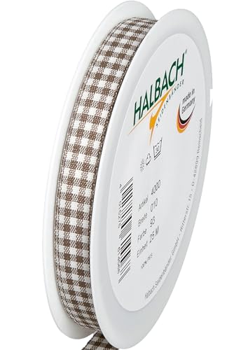 Halbach Seidenbänder Premium Vichy Karo Geschenkband (dunkelbraun) | Breite 10mm Länge 25m | Karoband made in Germany | kariertes Schleifenband in vielen Farben von Halbach Seidenbänder