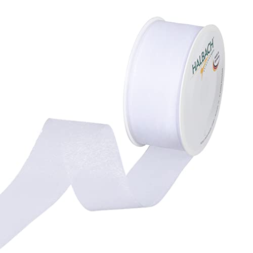 Halbach Seidenbänder Premium Organzaband Breite 40mm Länge 50 m Bastelband zum Verzieren von Geschenken, transparentes Band, Dekoband zum basteln, Farbe: white von Halbach Seidenbänder