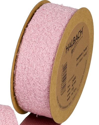 Halbach Seidenbänder Teddy Stoff Dekoband | Breite: 40mm Länge: 10m | Kunstfell-Band zum basteln und nähen | Farbe: pale berry von Halbach Seidenbänder