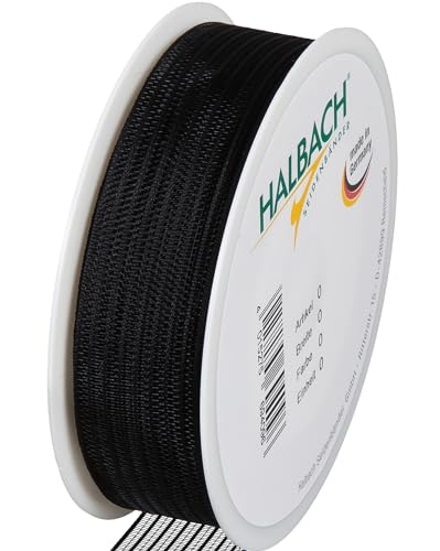 Halbach Seidenbänder Trauerflor | 25mm x 25m | Edles Trauerband für Gedenkveranstaltungen und zum Verpacken von Trauergeschenken | Farbe: schwarz von Halbach Seidenbänder