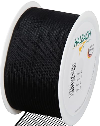 Halbach Seidenbänder Trauerflor | 50mm x 25m | Edles Trauerband für Gedenkveranstaltungen und zum Verpacken von Trauergeschenken | Farbe: schwarz von Halbach Seidenbänder