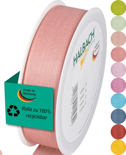 Halbach Seidenbänder Geschenkband | Breite 25mm Länge 25m | Schleifenband made in Germany | Geschenkbänder in Vielzahl von Farben und Breiten, perfekt zum Verpacken und Dekorieren, Farbe: rosa von Halbach