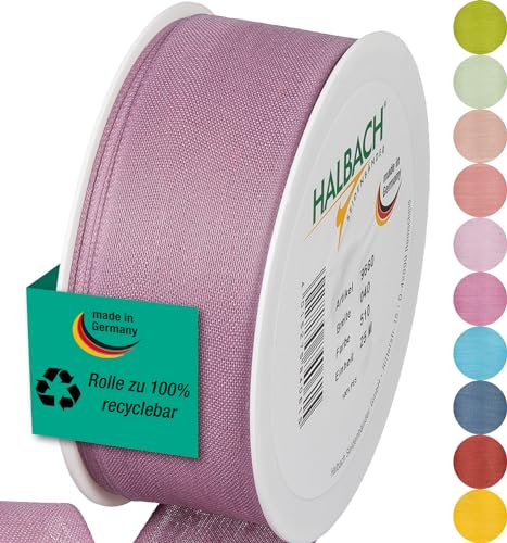 Halbach Seidenbänder Geschenkband | Breite 40mm Länge 25m | Schleifenband made in Germany | Geschenkbänder in Vielzahl von Farben und Breiten, perfekt zum Verpacken und Dekorieren, Farbe: pale berry von Halbach