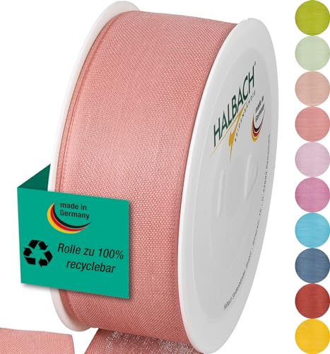 Halbach Seidenbänder Geschenkband | Breite 40mm Länge 25m | Schleifenband made in Germany | Geschenkbänder in Vielzahl von Farben und Breiten, perfekt zum Verpacken und Dekorieren, Farbe: rosa von Halbach