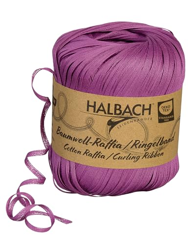 Halbach Seidenbänder Ringelband | Breite 4mm Länge 100m | Nachhaltiges Geschenkband zum ringeln und einpacken von Geschenken aus 100% Baumwolle | Farbe: berry von Halbach