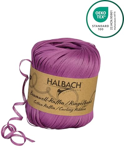 Halbach Seidenbänder Ringelband | Breite 4mm Länge 100m | Nachhaltiges Geschenkband zum ringeln und einpacken von Geschenken aus 100% Baumwolle | Farbe: berry von Halbach