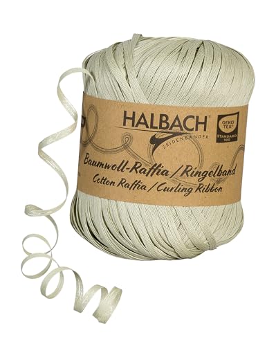 Halbach Seidenbänder Ringelband | Breite 4mm Länge 100m | Nachhaltiges Geschenkband zum ringeln und einpacken von Geschenken aus 100% Baumwolle | Farbe: blassgrün von Halbach