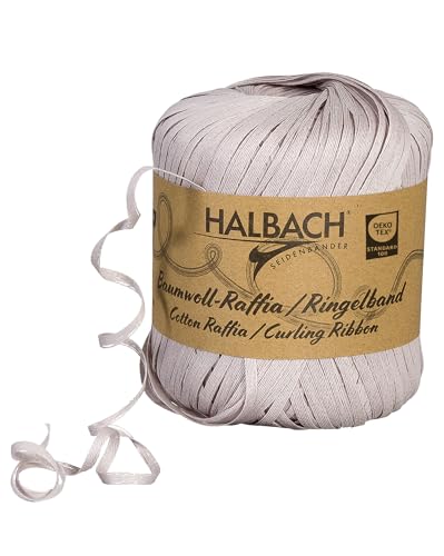 Halbach Seidenbänder Ringelband | Breite 4mm Länge 100m | Nachhaltiges Geschenkband zum ringeln und einpacken von Geschenken aus 100% Baumwolle | Farbe: grau von Halbach