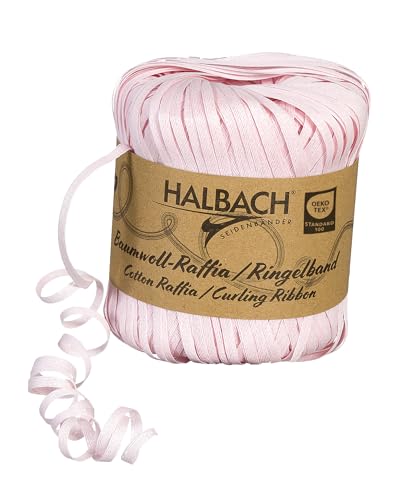 Halbach Seidenbänder Ringelband | Breite 4mm Länge 100m | Nachhaltiges Geschenkband zum ringeln und einpacken von Geschenken aus 100% Baumwolle | Farbe: hellrosa von Halbach