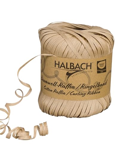 Halbach Seidenbänder Ringelband | Breite 4mm Länge 100m | Nachhaltiges Geschenkband zum ringeln und einpacken von Geschenken aus 100% Baumwolle | Farbe: natur von Halbach