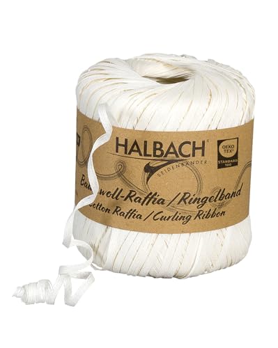 Halbach Seidenbänder Ringelband | Breite 4mm Länge 100m | Nachhaltiges Geschenkband zum ringeln und einpacken von Geschenken aus 100% Baumwolle | Farbe: natur weiß von Halbach