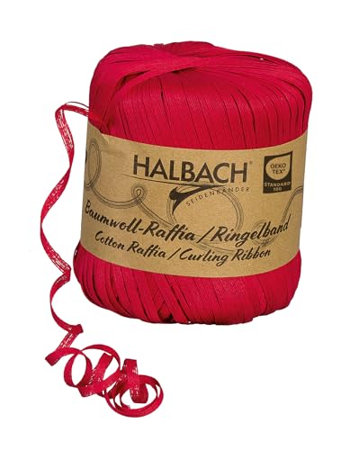 Halbach Seidenbänder Ringelband | Breite 4mm Länge 100m | Nachhaltiges Geschenkband zum ringeln und einpacken von Geschenken aus 100% Baumwolle | Farbe: rot von Halbach