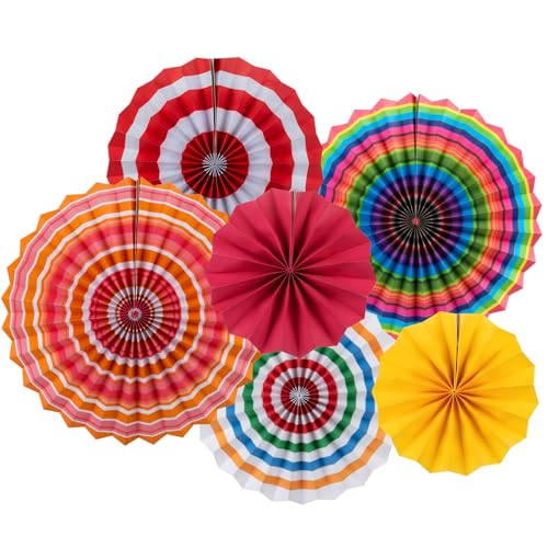 Halbur Papierfächer Party Deko Set, 6PCS Bunt Regenbogen Hängend Tissue Papier Fans Fächer Dekoration für Erntedankfestm, Silvester, Geburtstag, Weihnachten von Halbur