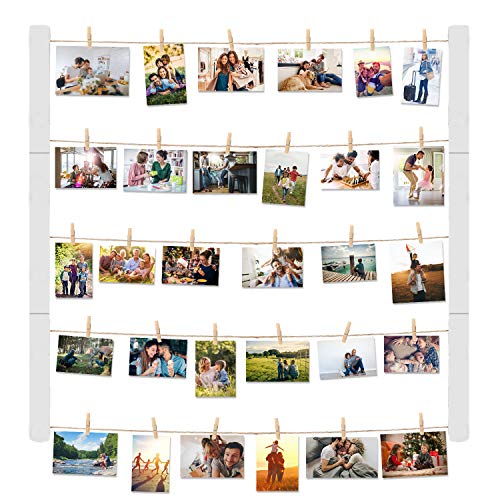 Halcent Holz-Bilderrahmen Fotorahmen für Display Bilder, hängende Wanddekoration Foto Display Rahmen mit 30 Clips Multi Rustikale Bilderrahmen 66 x 29 Zoll von Halcent