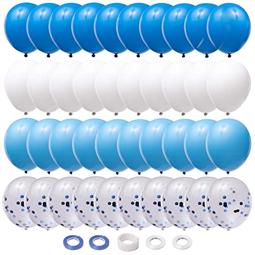 Halcyerdu 85 Pcs Blau Luftballon Set, Konfetti Luftballons, Farben Latex Luftballons, Party Bunte Dekorative Ballons von Halcyerdu