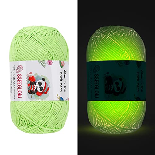 200 g Garn, leuchtet im Dunkeln, neuartiges funktionales Polyester, leuchtendes grobes Garn, 2 mm, für Handstricken, Teppich, Pullover, Mützen, Wolle (grün) von HalcyonFit