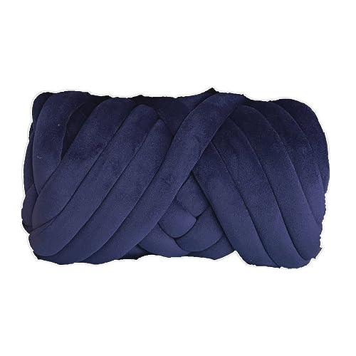 Chunky Cotton Tube Garn Handgestrickte Kristall Weiche Samt Gefüllte Garn 3cm Dicke Erstellen Grobe Warme Atmungsaktive Decken für Arm Stricken und DIY Projekte Tasche (11 Marineblau) von HalcyonFit