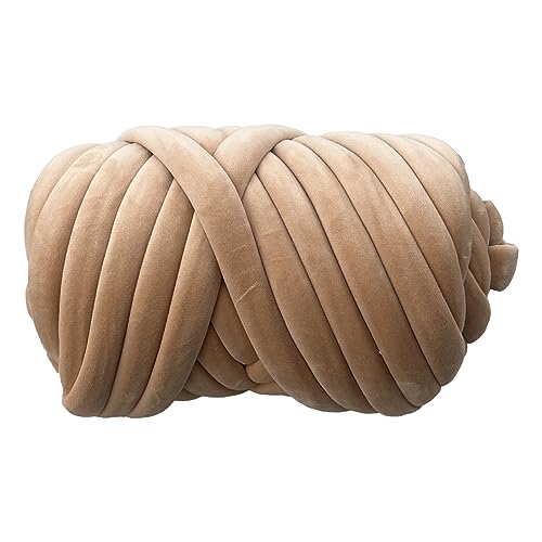 Chunky Cotton Tube Garn Handgestrickte Kristall Weiche Samt Gefüllte Garn 3cm Dicke Erstellen Grobe Warme Atmungsaktive Decken für Arm Stricken und DIY Projekte Tasche (16 Khaki) von HalcyonFit