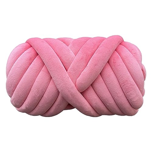 Chunky Cotton Tube Garn Handgestrickte Kristall Weiche Samt Gefüllte Garn 3cm Dicke Erstellen Grobe Warme Atmungsaktive Decken für Arm Stricken und DIY Projekte Tasche (29 Pfirsich Rosa) von HalcyonFit