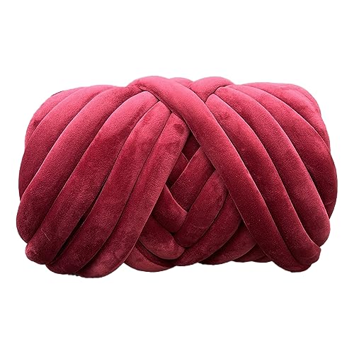 Chunky Cotton Tube Garn Handgestrickte Kristall Weiche Samt Gefüllte Garn 3cm Dicke Erstellen Grobe Warme Atmungsaktive Decken für Arm Stricken und DIY Projekte Tasche (31 Wein Rotwein) von HalcyonFit