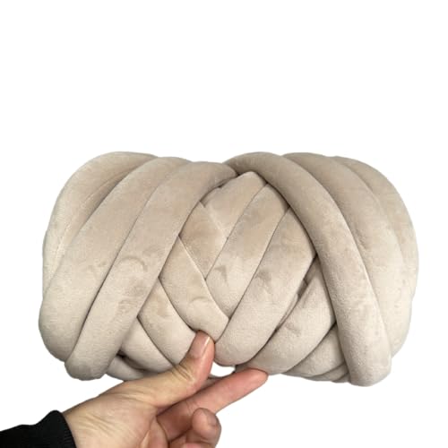 Chunky Cotton Tube Garn Handgestrickte Kristall Weiche Samt Gefüllte Garn 3cm Dicke Erstellen Grobe Warme Atmungsaktive Decken für Arm Stricken und DIY Projekte Tasche (36 Hellbraun) von HalcyonFit