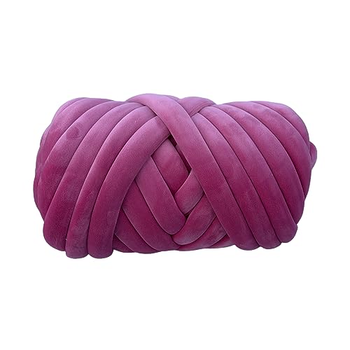 Chunky Cotton Tube Garn Handgestrickte Kristall Weiche Samt Gefüllte Garn 3cm Dicke Erstellen Grobe Warme Atmungsaktive Decken für Arm Stricken und DIY Projekte Tasche (8 Dunkelrosa) von HalcyonFit