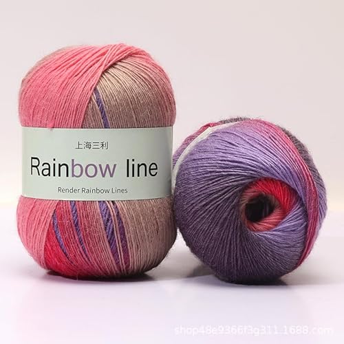 Färben Regenbogen-Wollgarn, Blumenverlauf, mitteldick, flauschig, Stricken, Kaschmir-Handgarn zum Häkeln, warm, weich, Webgarn, Mütze, Schal, Garn (15) von HalcyonFit