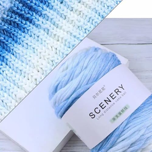 Weiches handgewebtes Regenbogen-Wollgarn für Mützen, Schals und Pullover, Farbverlaufsfaden mit Mischung aus reiner Baumwolle und Wolle zum Häkeln und Stricken (01 Deep Sea Memory) von HalcyonFit