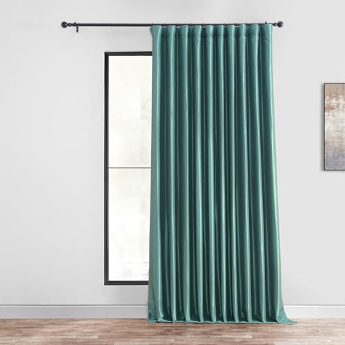 halben Preis Drapes Blackout Extra Breit Vintage aus Dupionseide Gardine, Pfau, 100 x 84 von HPD Half Price Drapes