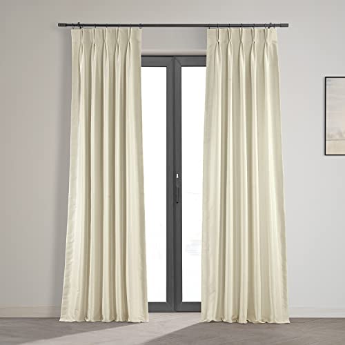 halben Preis Drapes pdch-kbs2bo-108-fp plissierter Verdunkelung Vintage Strukturierte Faux Dupionseide, Vorhang, 63,5 x 274,3 cm Off Weiß von HPD Half Price Drapes