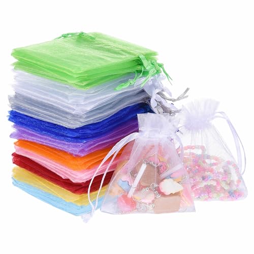 Halinuia 100 Organzasäckchen 10x15 cm 10 Farben Organza Säckchen Geschenksäckchen Organza Klein Schmuckbeutel Mini Kleine Säckchen Zum Befüllen Organzasäckchen Weihnachten Kleine Beutel mit Zugband von Halinuia