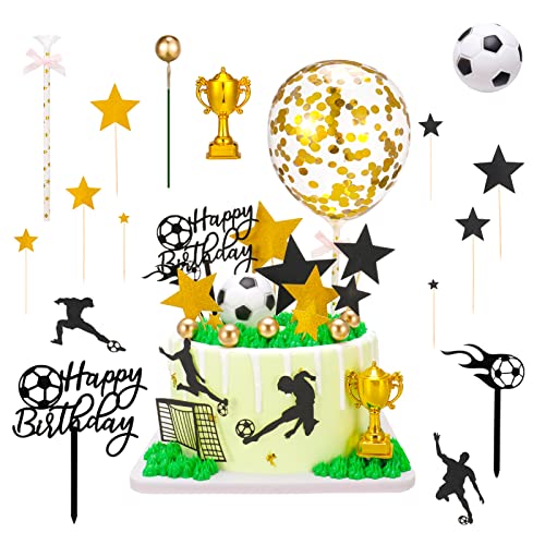 Halinuia 30 Stück Dekoration Torte Fußball Deko Geburtstag Fußball für Fans Fußball Party Fußball für Jungen und Mädchen von Halinuia