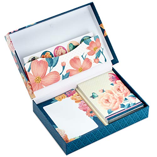 Hallmark Briefpapier-Set mit Blumenmuster, mit Schreibtisch-Organizer, enthält 10 Blanko-Karten, 20 Schreibblätter, 75-Blatt-Notizblock, 30 Siegel von Hallmark