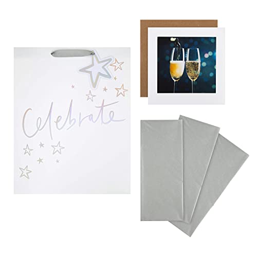 Hallmark Celebration Geschenktüte, Geschenkpapier und Kartenpaket – 1 große Geschenktüte, 3 Seidenpapierbögen und 1 "Galerie"-Karte in 3 modernen Designs von Hallmark