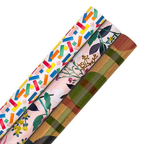 Hallmark Geschenkpapier-Set für verschiedene Anlässe – 3 Rollen in 3 hellen Designs von Hallmark