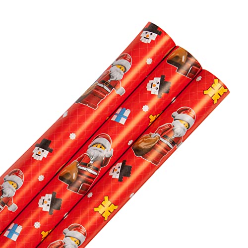 Hallmark Geschenkpapier Weihnachten Multipack 3er Pack je 4M - 3 Rollen in 1 Lego Design von Hallmark