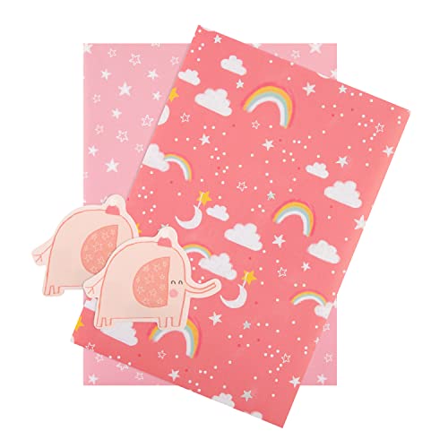 Hallmark Geschenkpapier und Geschenkanhänger für Babys, Elefanten-Design, Rosa von Hallmark