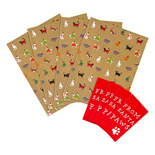 Hallmark Geschenkpapier und Geschenkanhänger für die Katze – Multipack mit 2 Bögen und 2 Anhängern, in 1 Design von Hallmark