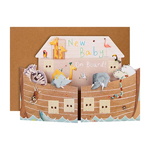 Hallmark Geschenktüte und Geschenkpapier für Babys, 1 große Geschenktüte und 2 Papierbögen in 1 niedlichem Design, mehrfarbig von Hallmark