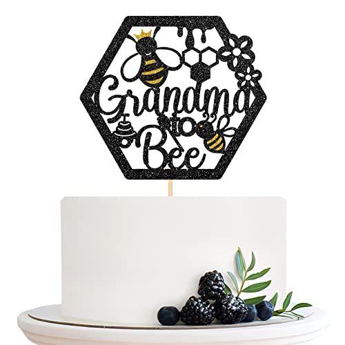 Halodete Grandma to Bee Tortenaufsatz, Hummel Thema Babyparty Tortenaufsatz, Geschlechtsoffenbarung, Willkommen Baby Bee Party Kuchen Dekorationen Gold Glitter von Halodete