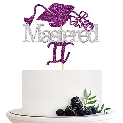 Halodete Mastered It Kuchendekoration – Congrats Grade Kuchendekoration – Senior Abschlussfeier Party Dekorationen Zubehör, Glitzer Violett Silber von Halodete