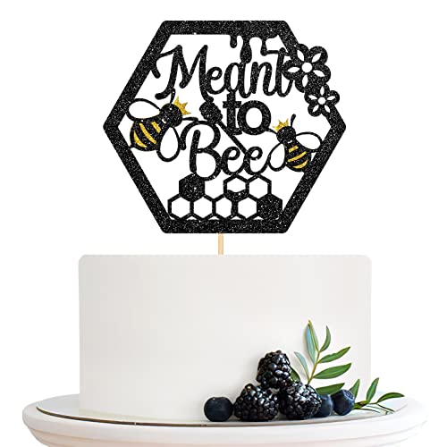 Halodete Meant to Bee Cake Topper, Bumble Thema Baby Shower Cake Topper, Mommy to Bee, Gender Reveal, Welcome Baby Bee Party Kuchen Dekorationen Schwarz Glitzer von Halodete