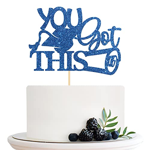 Halodete You Got This Cake Topper – Congrats Grade Kuchendekoration – Senior Graduation Party Dekorationen Zubehör, Glitzer Blau von Halodete