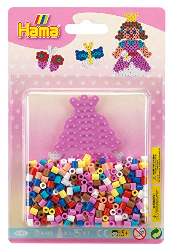 Hama Perlen 4181 Kleines Set Prinzessin mit ca. 450 bunten Midi Bügelperlen mit Durchmesser 5 mm, Stiftplatte, inkl. Bügelpapier, kreativer Bastelspaß für Groß und Klein, bunt von HAMA