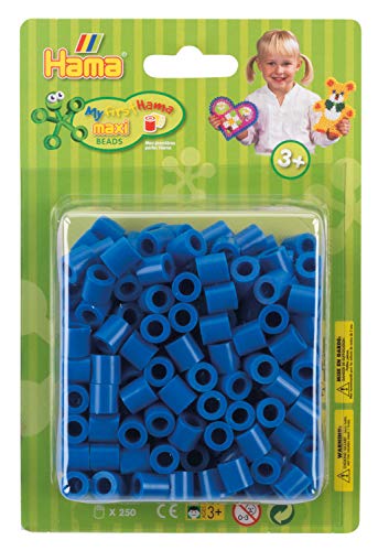 Hama Perlen 8509 Bügelperlen Packung mit ca. 250 bunten Maxi Bastelperlen mit Durchmesser 10 mm in Blau, kreativer Bastelspaß für Groß und Klein von Hama Perlen