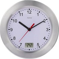 hama Wanduhr Mauritius weiß silber Aluminium gebürstet, Ø 17,0 cm von Hama