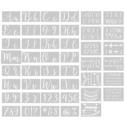 Zahlen-Alphabet-Schablonen, Buchstaben-Zeichen-Vorlagen, Malschablonen-Set für Veranda-Schilder, 45 Stück von Hamender