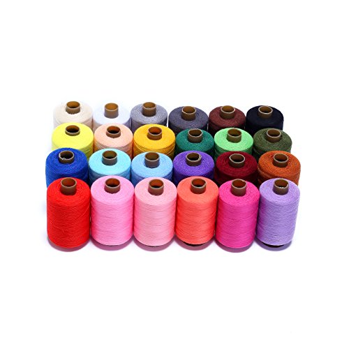 hamhsin Nähgarn Sortiment Coil 24 Farben je 1000 Yards Polyester Gewinde Nähset alle Zweck, für Hand und Maschine Nähen von Hamhsin