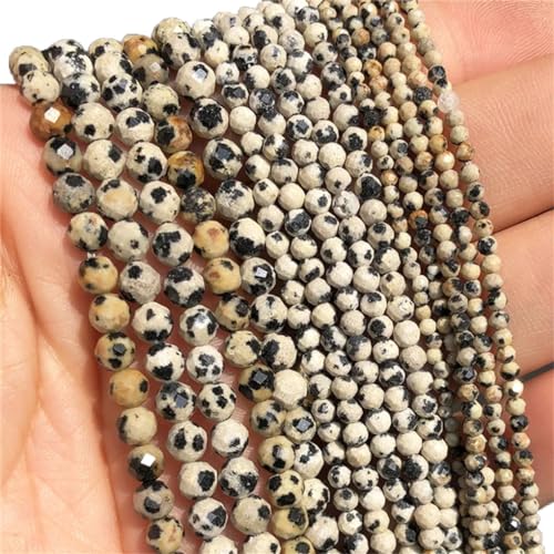 Natürliche, facettierte kleine Achat-Kristallperlen, lose kleine Perlen für Schmuckherstellung, Perlenarbeiten, DIY-Armband, gepunkteter Jaspis, 4 mm, 91 Stück von Hamthuit